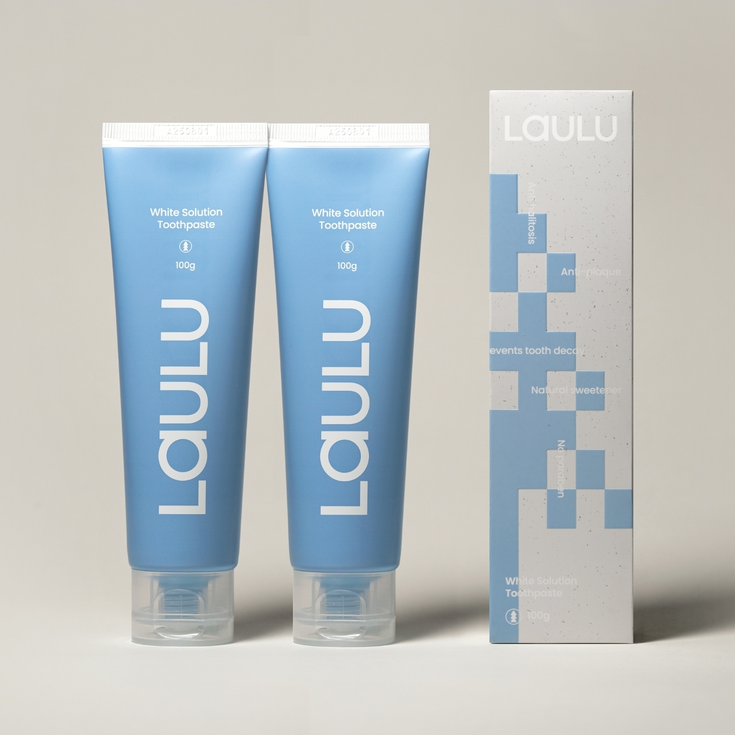 LAULU 라울루 화이트솔루션 플러스투 무불소 천연 미백치약 2개 세트